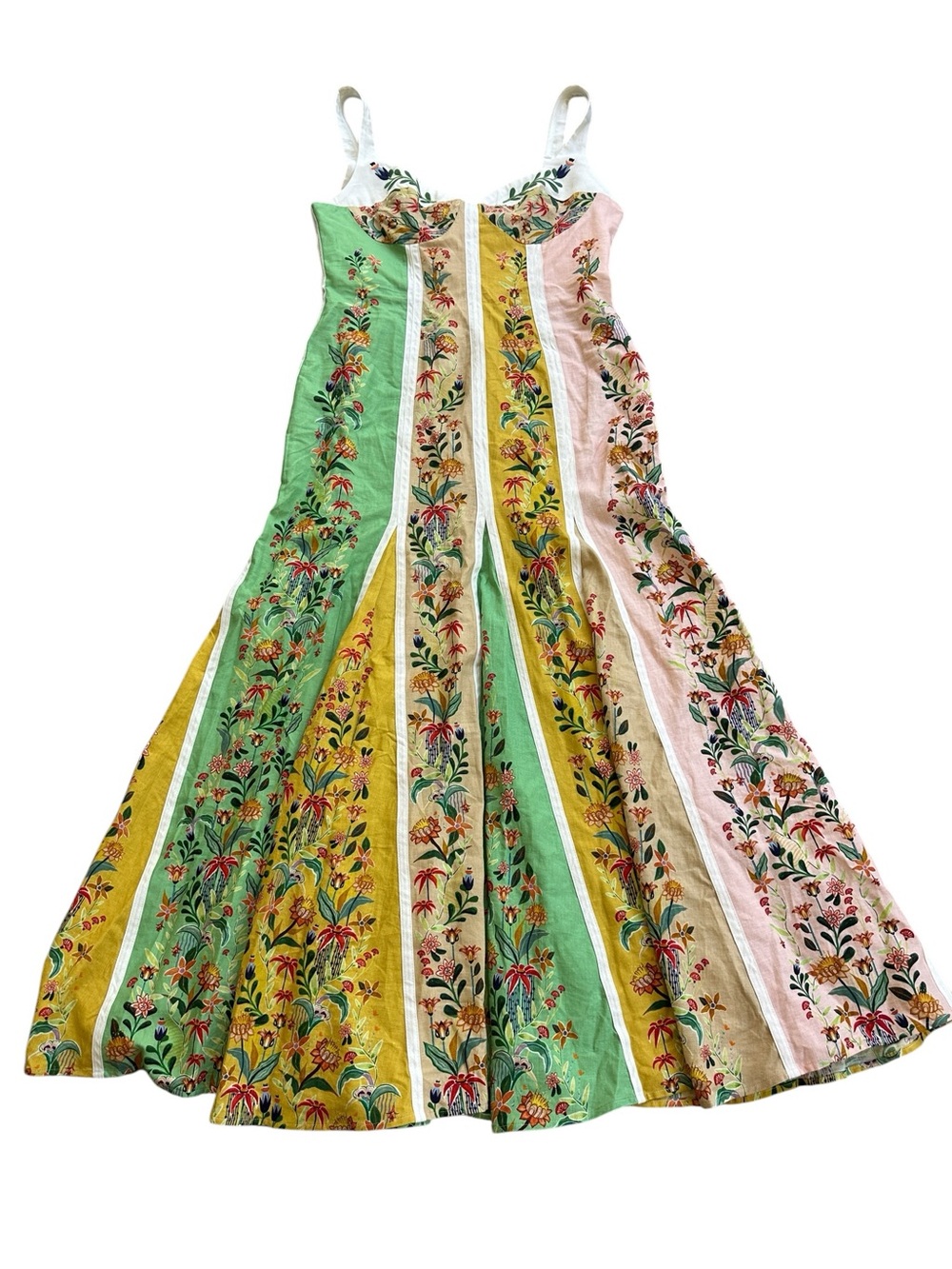 NWT FARM Rio Delicate Floral Stripes Linen Maxi Corset Dress L - Picture 4 of 13